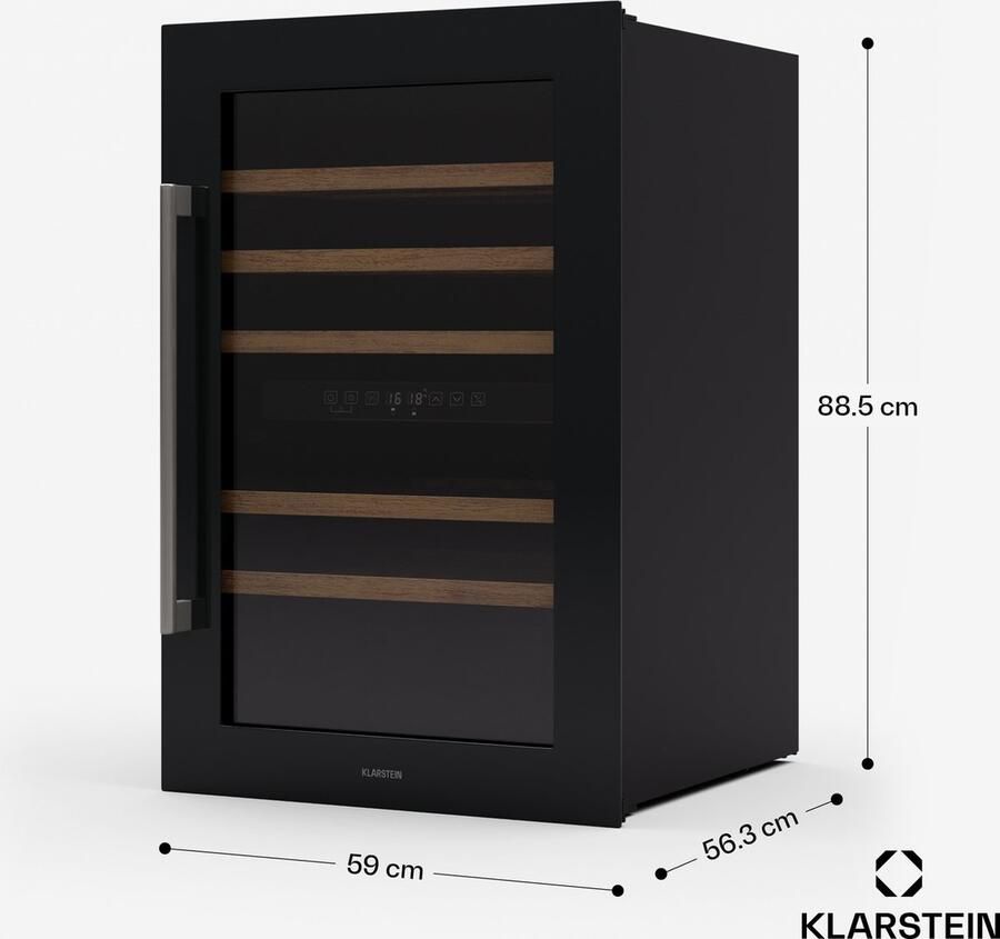 Klarstein Vinsider 57 Duo Weinkühlschrank 2 Zonen 57 Flaschen 5 22 °C Leise 38 dB Einbau UV Schutz Glas Holzregale Edelstahl R600a – geschikt voor thuisfitness en sportschoolgebruik duurzame constructie eenvoudig te monteren ideaal voor kra