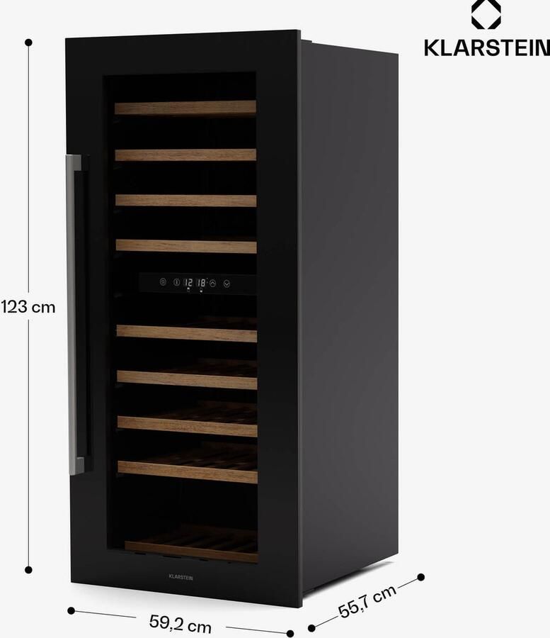Klarstein Vinsider Duo Weinkühlschrank 79 Flaschen 2 Zonen 5 22 °C Touch Bedienung LED Beleuchtung UV Schutz Einbauschrank Schwarz – geschikt voor thuisfitness en sportschoolgebruik duurzame constructie eenvoudig te monteren ideaal voor kra
