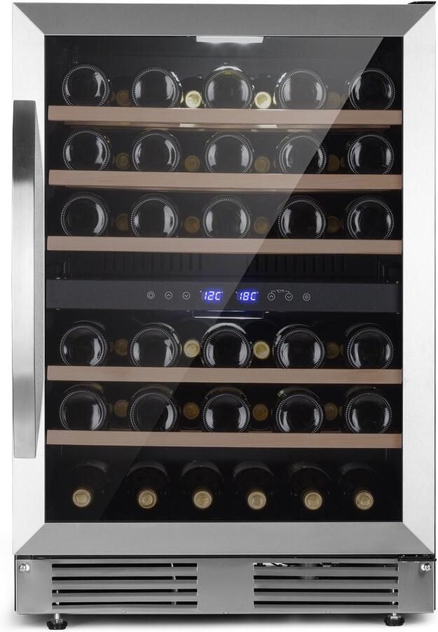 Klarstein Wijnkoeler vrijstaande kleine slanke drankkoeler wijnkoeler met 2 zones en glazen deur geschikt voor binnen en buiten kleine koelkast met touchscreen 5-20 °C 51 flessen Wijnkoelkast 59.5 cm voor Bar Inbouw voor Champagne - Foto 2
