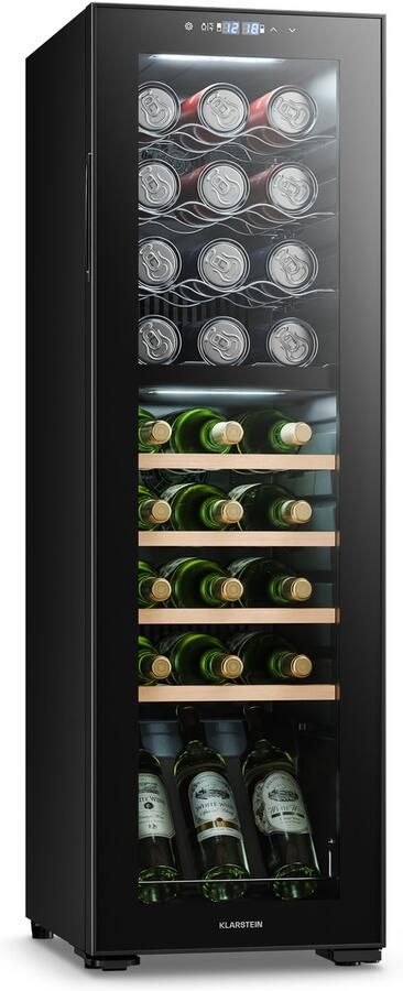 Klarstein freistehender Weinkühlschrank für 27 Flaschen Getränkekühlschrank met 2 Kühlzonen & energieeffizientem Kompressor ideal für Weinliebhaber hält deine Weine kühl & frisch – geschikt voor thuisfitness en sportschoolgebruik duurzame c
