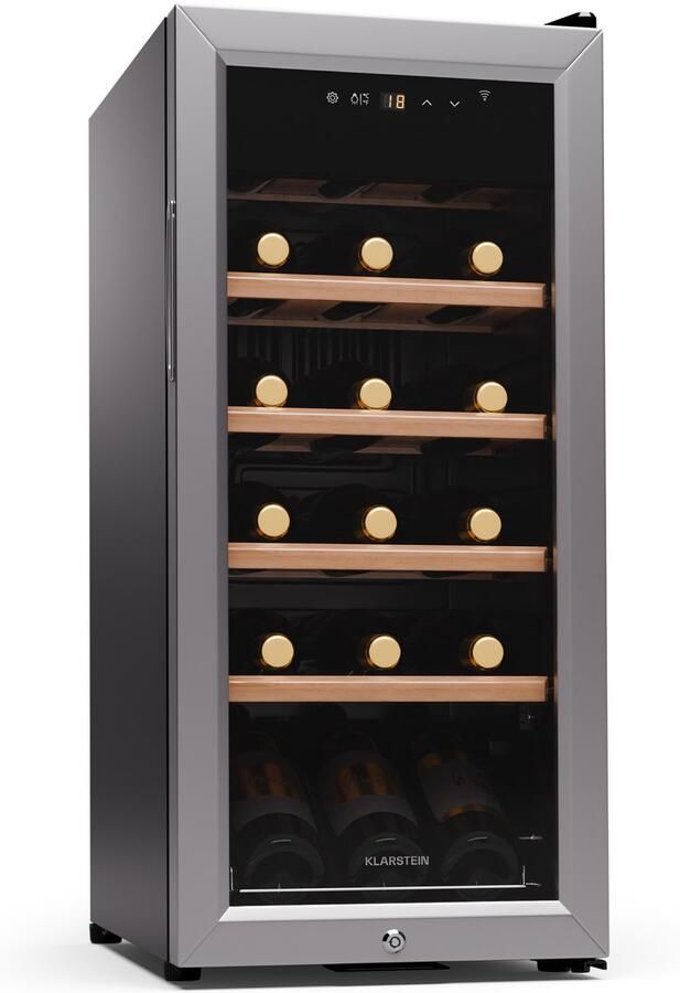 Klarstein Weinkühlschrank 1 Zone Getränkekühlschrank Leiser Indoor Outdoor Kühlschrank 50 Liter Flaschenkühlschrank Klein Weinschrank voor Getränke Weinkühler voor 18 Flaschen 5 18°C – geschikt voor thuisfitness en sportschoolgebruik duurzame c