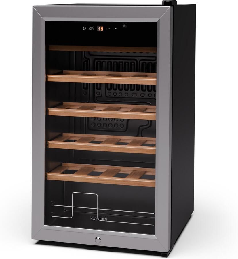 Klarstein Wijnkoelkast 1 Zone – Vrijstaande Wijnklimaatkast 63L – Stille Drankenkoelkast met Glazen Deur – Binnen Buiten Gebruik – Temperatuur 5-18°C – Capaciteit 24 Flessen voor Wijnliefhebber voor Bar Touch UV-Bescherming - Foto 2