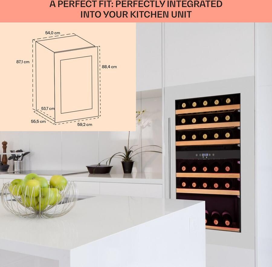 Klarstein Weinkühlschrank 2 Zonen 132L Getränkekühlschrank Kleiner Einbau Weinschrank Schmal Wein Kühlschrank met Glastür Outdoor Flaschenkühlschrank Wine Fridge 5 22°C 35 Flaschen – geschikt voor thuisfitness en sportschoolgebruik duurzame co