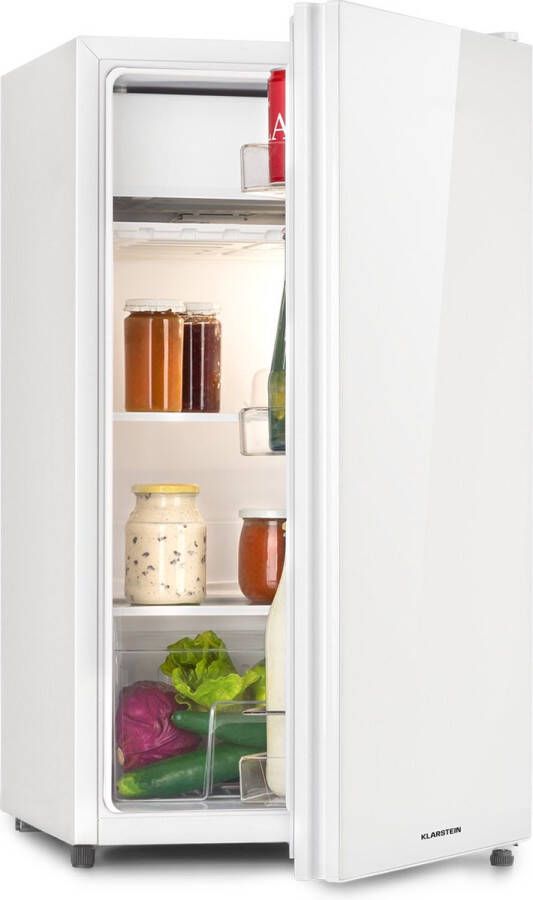 Klarstein Luminance Frost Koelkast Capaciteit: 91 Liter Energie-efficiëntieklasse E Crispvak 2 Glazen schappen 3 Deurvakken 41 Db Temperatuurinstelling: 7 Standen Wit