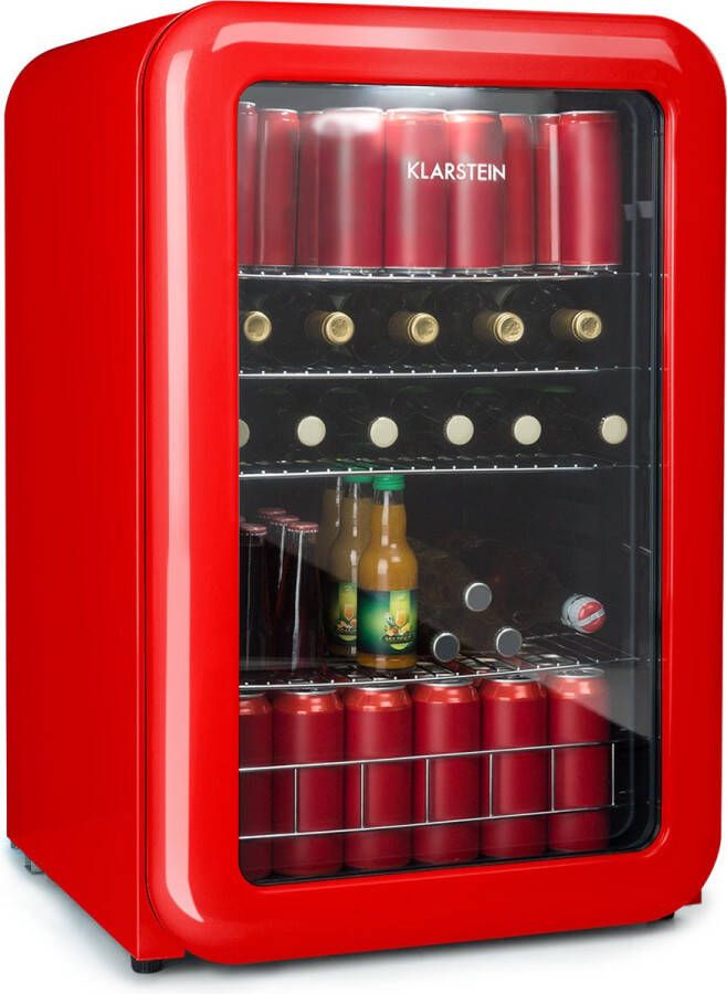 Klarstein Poplife Drankkoeler Koelkast 115 Liter Eek E Retro Design Temperatuur: 0-10 °C Eco Plus 39 dB Verstelbare pootjes Dubbel glas