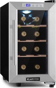 Klarstein Reserva 8 Uno wijnkoelkast 23 liter 8 flessen Temperatuurbereik: 11 tot 18 °C 26 dB rvs