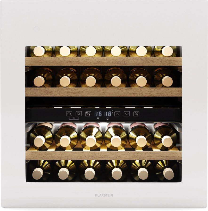 Klarstein Rhone 36 Duo Wijnkoelkast 36 Flessen 2 Zones 5-22°C UV-bescherming Stille werking Zwart Wijnklimaatkast Wit - Foto 2