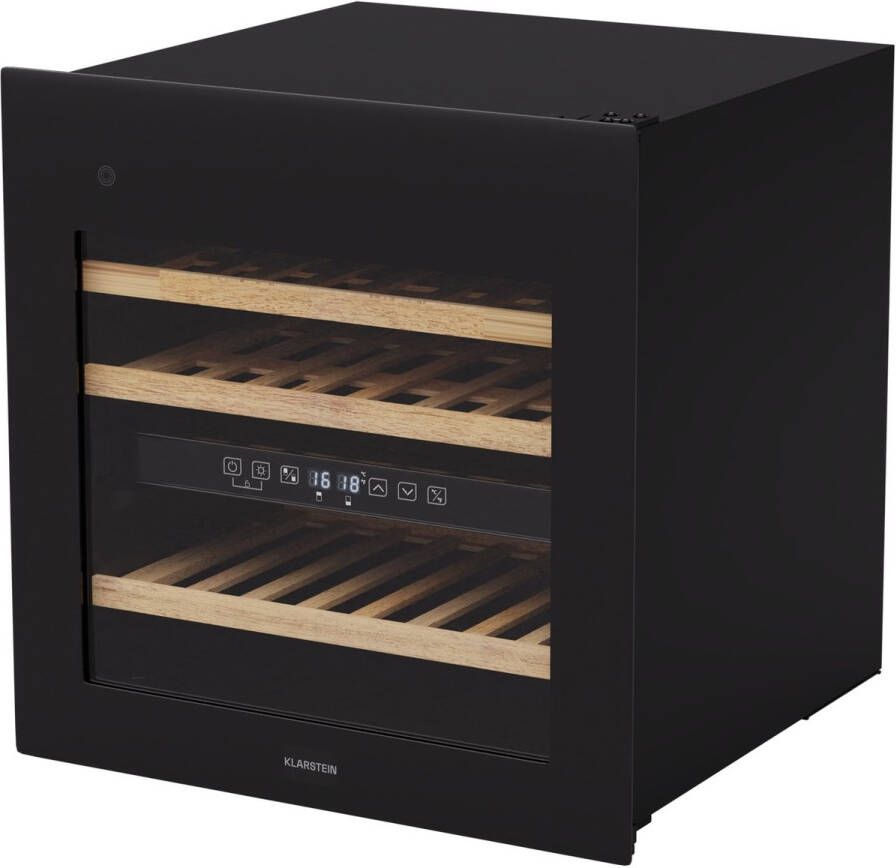 Klarstein Rhone 36 Duo Wijnkoelkast 36 Flessen Push-to-open Geruisloos Zwart