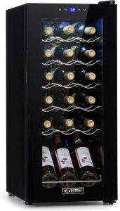 Klarstein Shiraz 18 Slim Uno Wijnkoelkast 50 liter 18 flessen instelbare temperaturen van 5 tot 18 ° LED-binnenverlichting Zwart