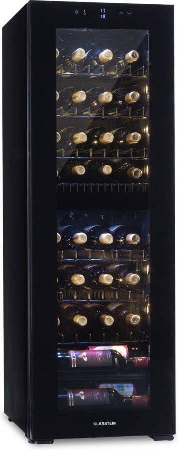 Klarstein Shiraz 39 Duo Wijnkoelkast 2 Zones 105 Liter 39 Flessen Zwart