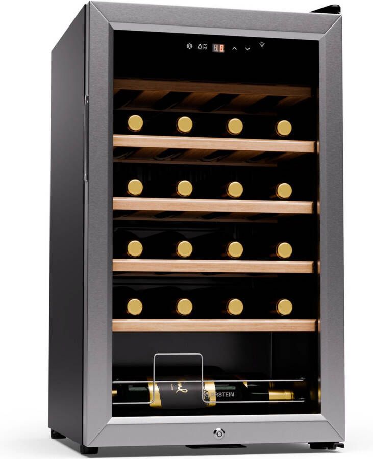 Klarstein Shiraz Premium Smart 24 Wijnkoelkast Wijnklimaatkast 24 Flessen Zilver