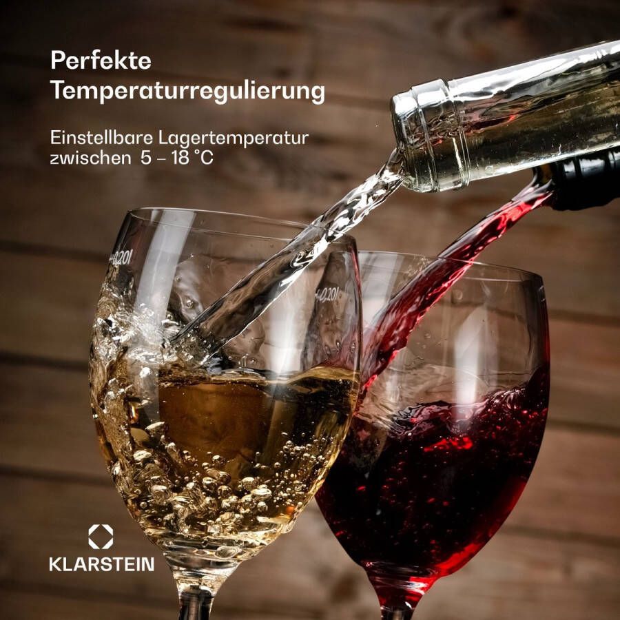 Klarstein Shiraz Premium Smart 24 Wijnkoelkast Wijnklimaatkast 24 Flessen Zilver
