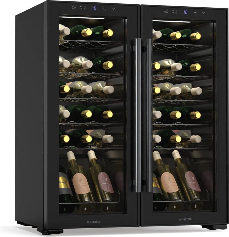 Klarstein Shiraz Wijnkoelkast 2 Koelzones Touch control LED verlichting Vrijstaand Zwart