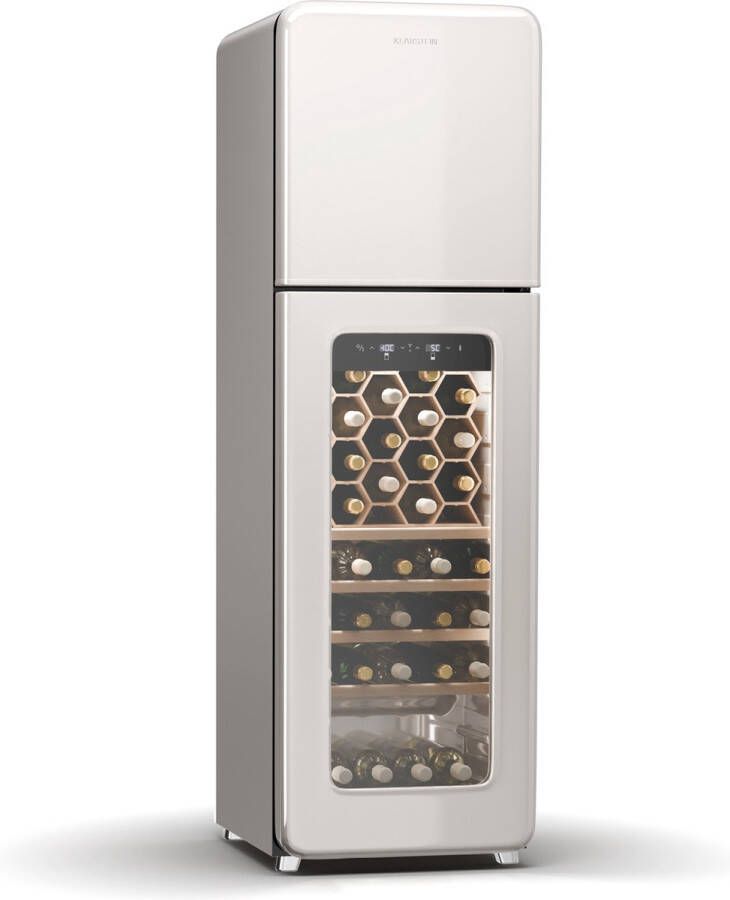 Klarstein Shirley Wijnkoeler + Vriezer 2-In-1 Apparaat Vintage 2 Koelzones 60 Flessen Zilver