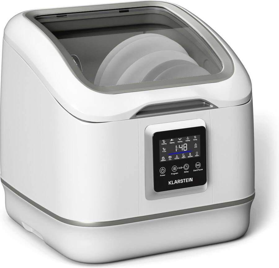 Klarstein Silentscrub Vaatwasser Draagbaar Touchscreen 7 Programma's 3 Couverts Bestekmand Wit