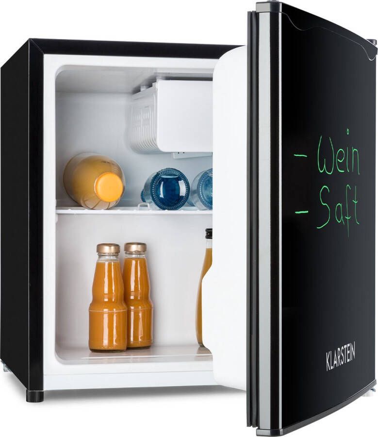 Klarstein Spitzbergen Aca Koelkast Volume: 46 Liter Koelvak: 42 Liter Vriesvak: 4 Liter 80 Watt 1 Rooster 2 Deurvakken Draaiknop Vrijstaand Binnenverlichting Incl. Ijsblokjesvorm Schraper En Marker Zwart