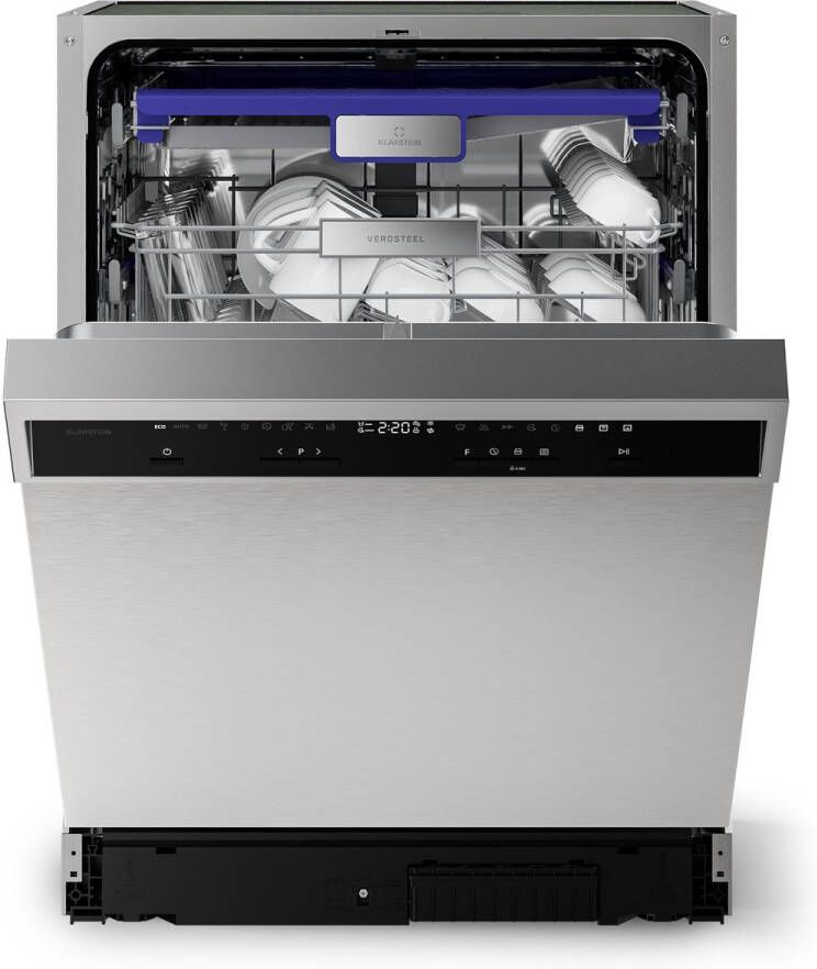 Klarstein Vaatwasser Verosteel inbouwvaatwasser 60 cm 14 couverts 9 programma's stil 42 dB energieklasse A AquaStop kinderslot roestvrij staal inbouwvaatwasser Vaatwasmachine voor Keuken Energiezuinig RVS Dishwasher