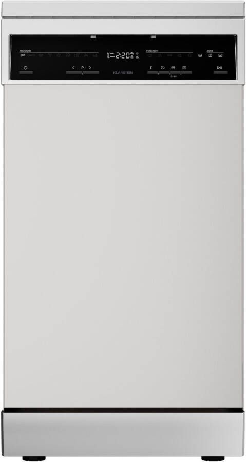 Klarstein Verosteel vaatwasser 45 cm vrijstaand 10 couverts 9 programma's stil 42 dB energieklasse B AquaStop kinderslot zilver