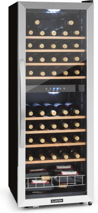 Klarstein Vinamour 54 Duo Wijnkoelkast 2 Zones 148 Liter 54 Flessen Touch display Zwart