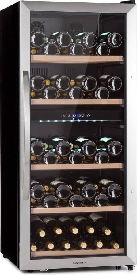 Klarstein Vinamour 66 Duo Wijnkoelkast 2 Zones 204 Liter 79 Flessen 5-18°C Touch bediening Roestvrij staal