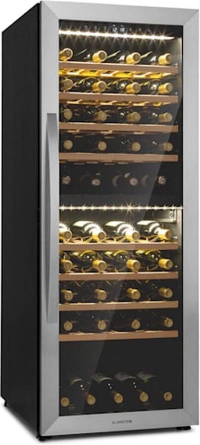 Klarstein Vinamour 77 Duo Wijnkoelkast 2 Koelzones 191 Liter 77 Flessen Compressor Wijnklimaatkast Horeca Koelkast 39 dB Zilver - Foto 1