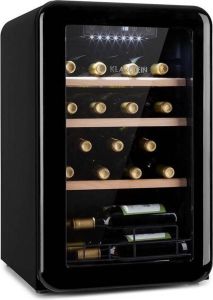 Klarstein Vinetage 19 Uno Wijnkoelkast Drankkoeler koelkast 70 liter 19 flessen Temperatuurbereik: 4 tot 22°C 39 dB Retro design
