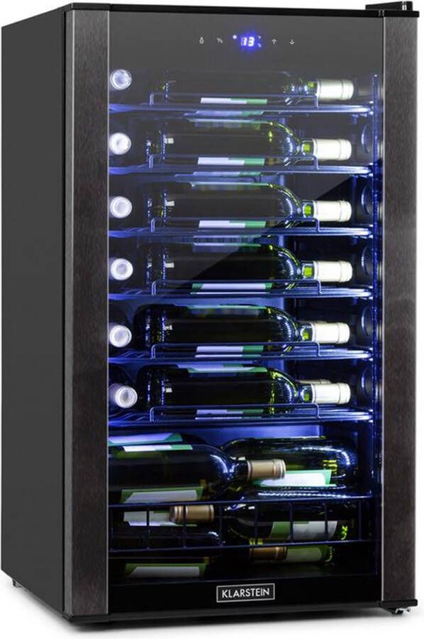 Klarstein Vinomatica 36 Uno wijnkoelkast Koelkast voor 36 flessen 95 liter 84 cm hoog Met touch-bediening 85 W 4-18 °C 42 dB