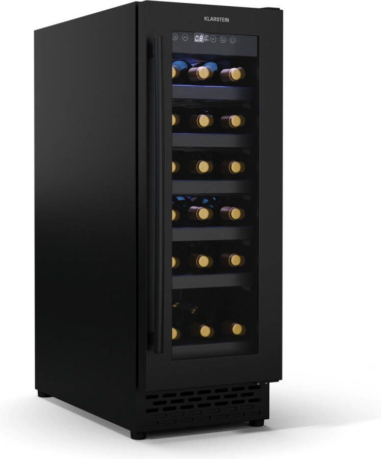 Klarstein Vinovilla 18 Uno Wijnkoelkast 1 Koelzone 18 Flessen Houten schappen 5-18 °C Zwart