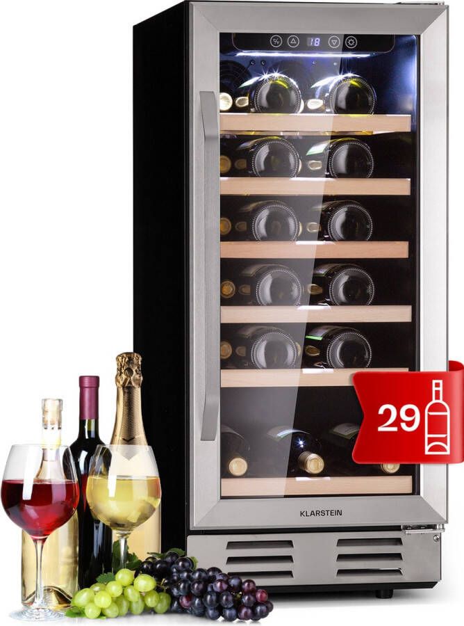 Klarstein Vinovilla 29 Built-In wijnkoelkast 81 liter 29 flessen 1 zone glazen deur rvs - Foto 2