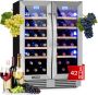 Klarstein Inbouw Wijnkoelkast 2 Zones – Wijnklimaatkast 126L met Glazen Deur – Drankenkoelkast voor Binnen Buiten – Temperatuurregeling – Capaciteit 42 Flessen 60 cm Touch Vrijstaand Wit glas Display Rood Wijnkast - Thumbnail 2