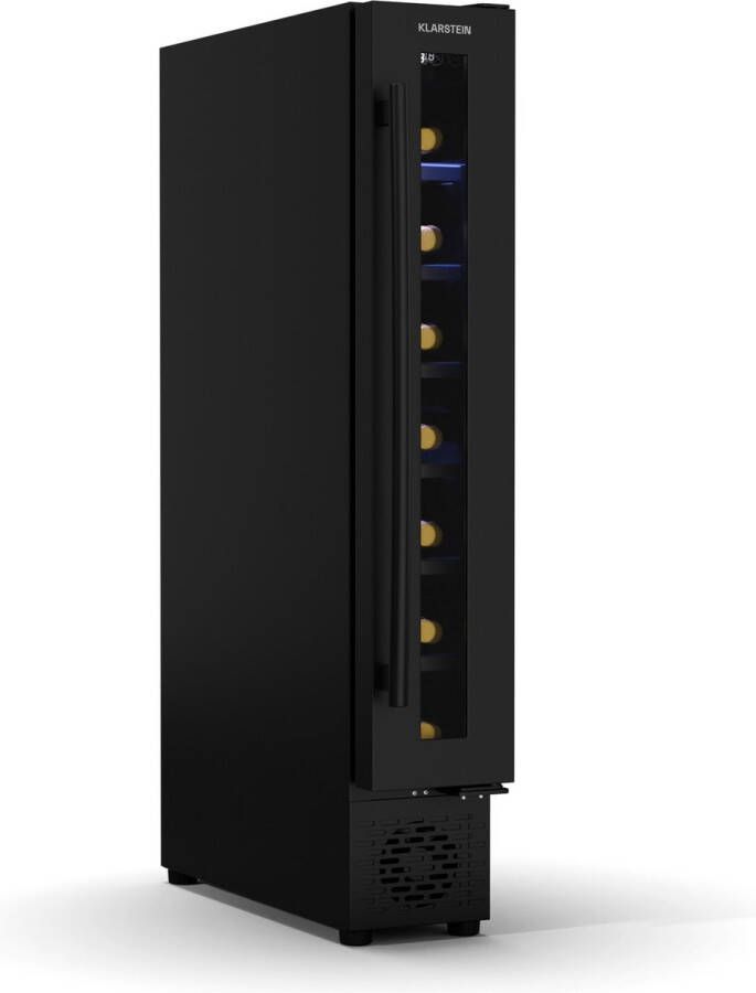 Klarstein Vinovilla 7 Uno Wijnkoelkast 1 Koelzone 7 Flessen Houten schappen 5-18 °C Zwart