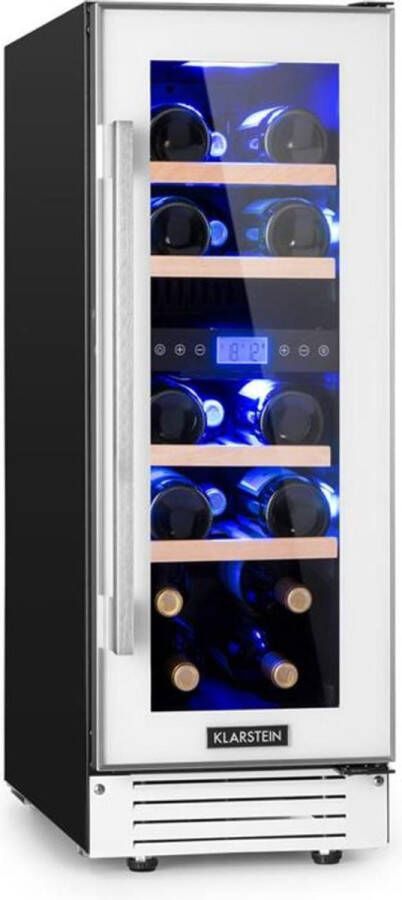 Klarstein Vinovilla Duo 17 twee zones-wijnkoelkast 53 liter 17 flessen glasdeur en driekleurige binnenverlichting 44 dB touch-bedieningspaneel met LCD-display