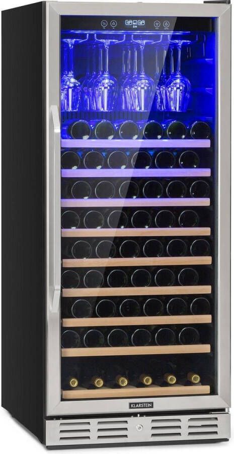 Klarstein inbouw wijnkoelkast 1 Zonen drankenkoelkast klein Kleiner Weinschrank 320L Wein koelkast klein met Indoor Outdoor flessenkoelkast Wine Fridge 127 flessen 68 cm voor Bar Glazen Deur Touch Houten Schappen Vrijstaand RVS - Foto 2