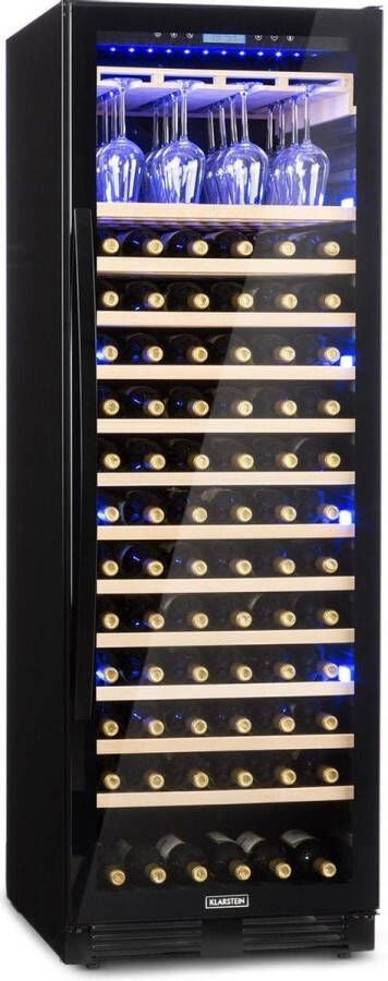 Klarstein inbouw wijnkoelkast 1 Zonen drankenkoelkast klein Kleiner Weinschrank 320L Wein koelkast klein met Indoor Outdoor flessenkoelkast Wine Fridge 127 flessen 68 cm voor Bar Glazen Deur Touch Houten Schappen Vrijstaand RVS - Foto 3