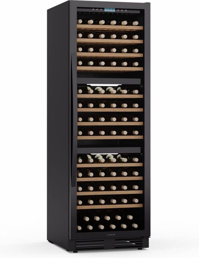 Klarstein Vinovilla Trio Wijnkoelkast 144 Flessen 3 Zones 38 dB 12 Schappen Compressor 413 Liter Zwart - Foto 2
