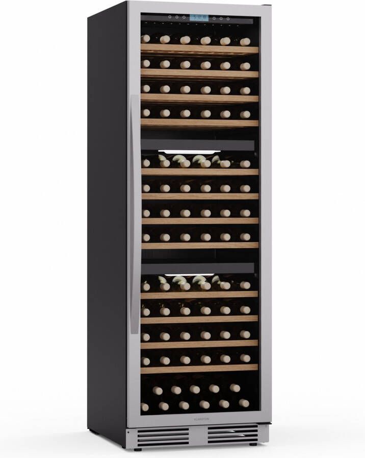 Klarstein Vinovilla Trio Wijnkoelkast 144 Flessen 413 Liter 3 Zones 38 dB 12 Schappen Compressor Roestvrij staal - Foto 2