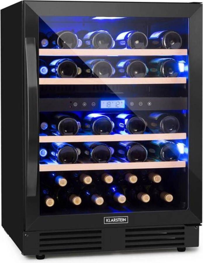 Klarstein Vinovilla Wijnkoelkast 2 Zones Geruisloos 5-20 °C 43 Flessen Zwart - Foto 2