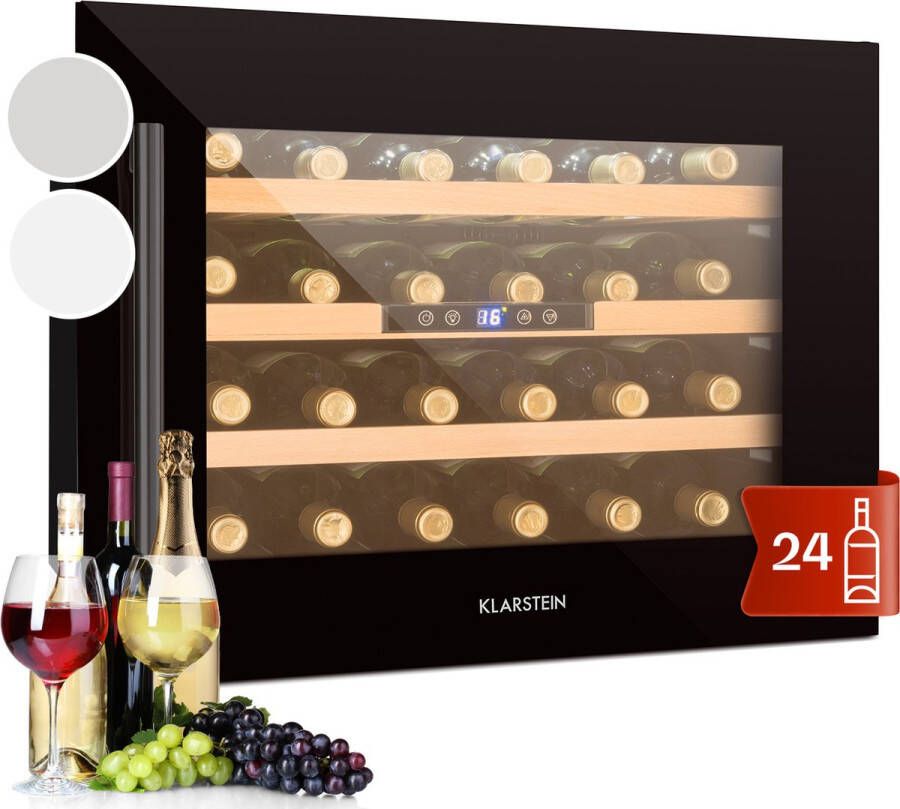 Klarstein Vinsider 24 Inbouw Uno Onyx Edition Inbouwwijnkoelkast 24 Flessen 57 Liter Zwart