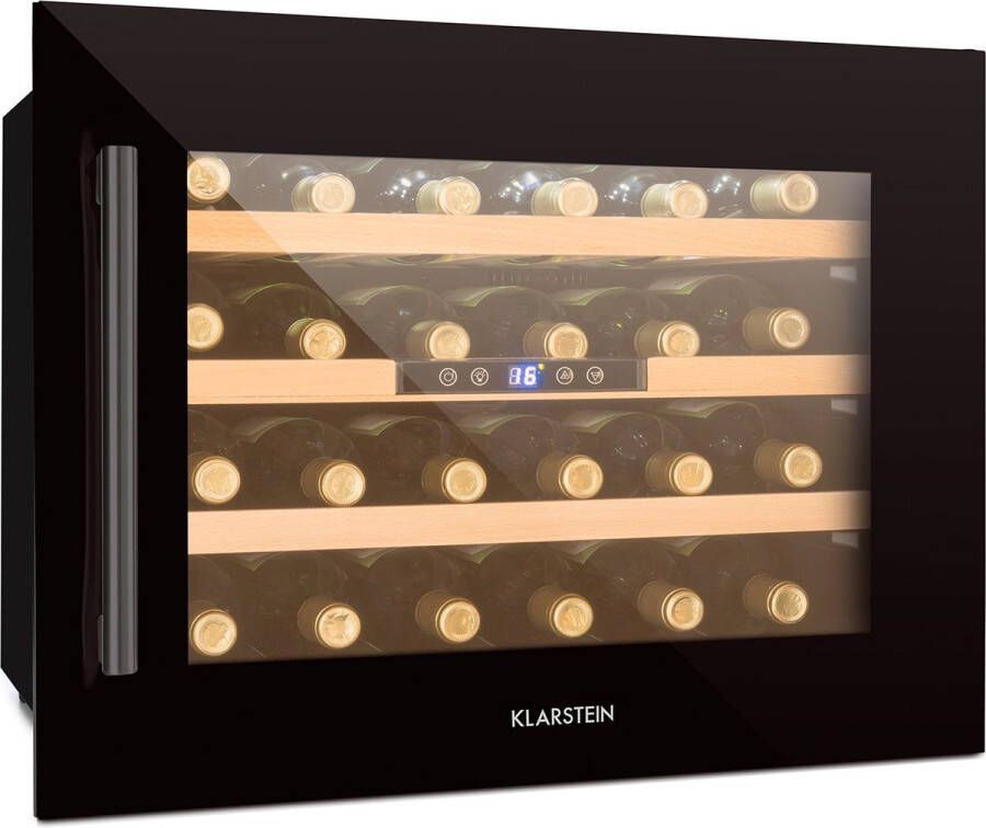 Klarstein Vinsider 24 Onyx Edition wijnkoelkast Inbouw koelkast voor wijn 24 flessen 57 liter Met ledverlichting Max. 38 dB