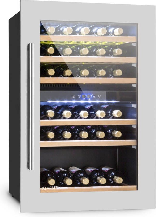 Klarstein Vinsider 35D Inbouw-wijnkoelkast 128 Liter 41 Wijnflessen 2 Zones Roestvrij staal - Foto 2
