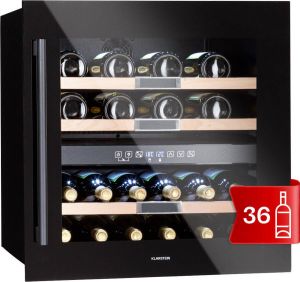 Klarstein Vinsider 36 Wijnkoelkast 2 Koelzones 5-22°C 85 Liter Roestvrij Staal Zwart