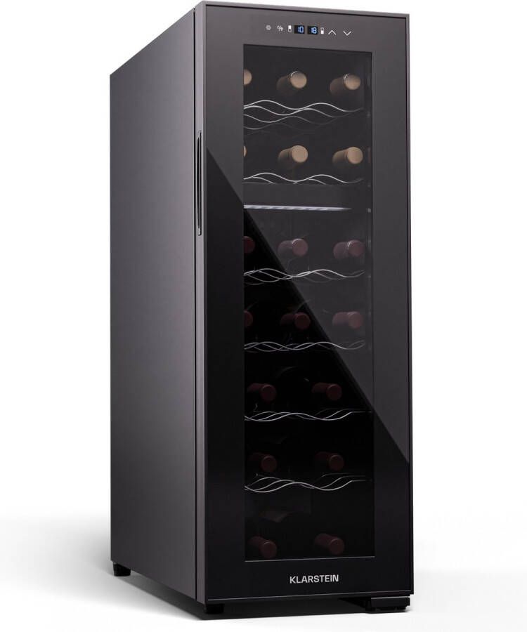 Klarstein vrijstaande wijnkoelkast 2 zones drankkoelkast klein kleine wijnkoelkast wijn koelkast klein met glazen deur indoor outdoor flessenkoelkast wine fridge 18 flessen