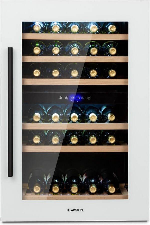 Klarstein Wijnkoelkast 41 Flessen 2 Zones 132 Liter Inbouw Compact Glazen Deur 5-22°C Wit