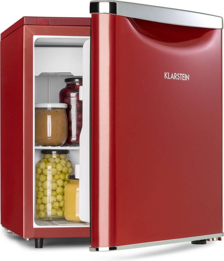 Klarstein Yummy Koelkast Mini-Koelkast 45 Liter Vriesvak: 3 Liter Koelkast: 42 Liter Energielabel E 42 Db Semi-automatische ontdooifunctie Incl. lekbak Rood