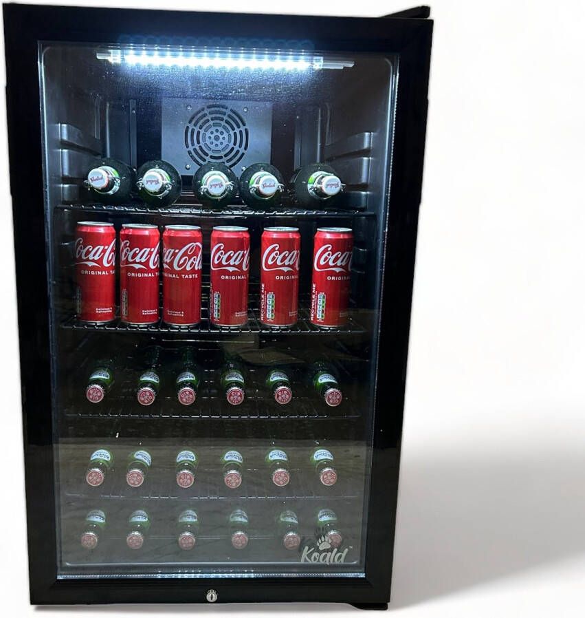 Koald SC130-BK-NL-KO Mini koelkast 130 Liter Horeca Met Glazen Deur Zwart