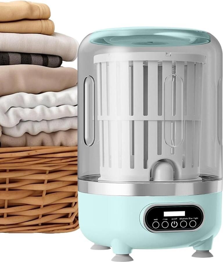 KZQ Draagbare Mini Wasmachine Compacte Was- en Droogcombinatie Geschikt voor ondergoed sokken en babykleding Lichtgewicht en draagbaar Ideaal voor op reis kamperen hotels studentenkamers en thuisgebruik Inhoud: 3 liter Groen