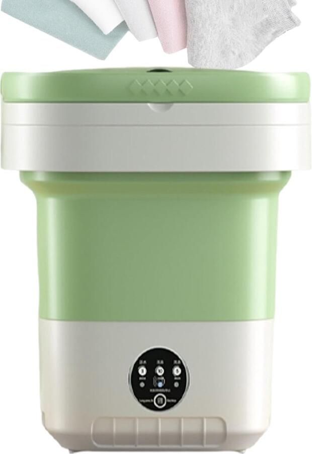 KZQ Mini Draagbare Wasmachine Opvouwbare Wasmachine met Centrifugeerfunctie en 3 Wasprogramma's Geschikt voor Camping Hotels Appartementen Compact en Lichtgewicht Groen 7 Liter 28 x 28 x 29 cm
