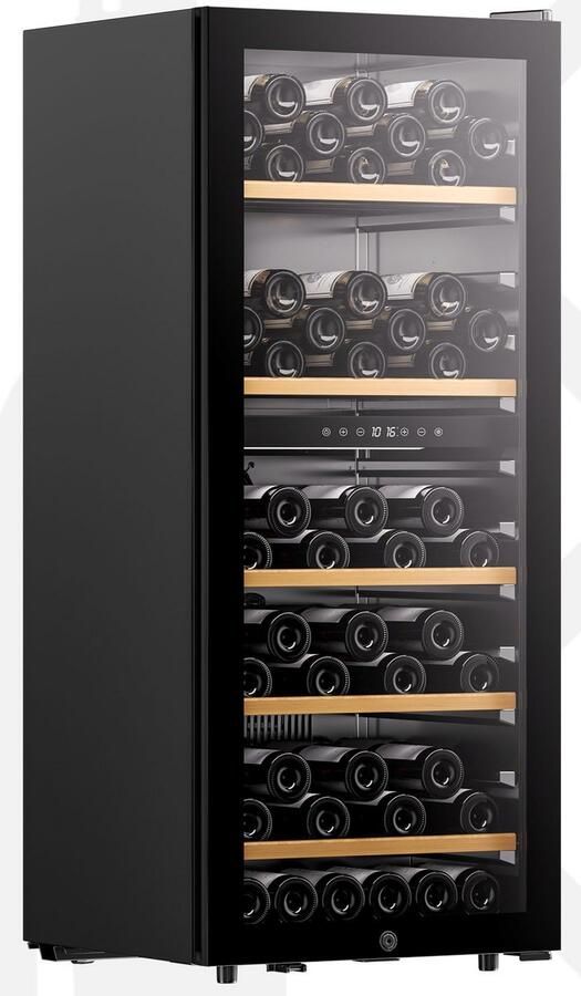 La Réserve RWC2121FN1 Wijnkoelkast 120 Flessen – 2 Zones – Vrijstaand – LED – Houten Leggers – Zwarte Glazen Deur