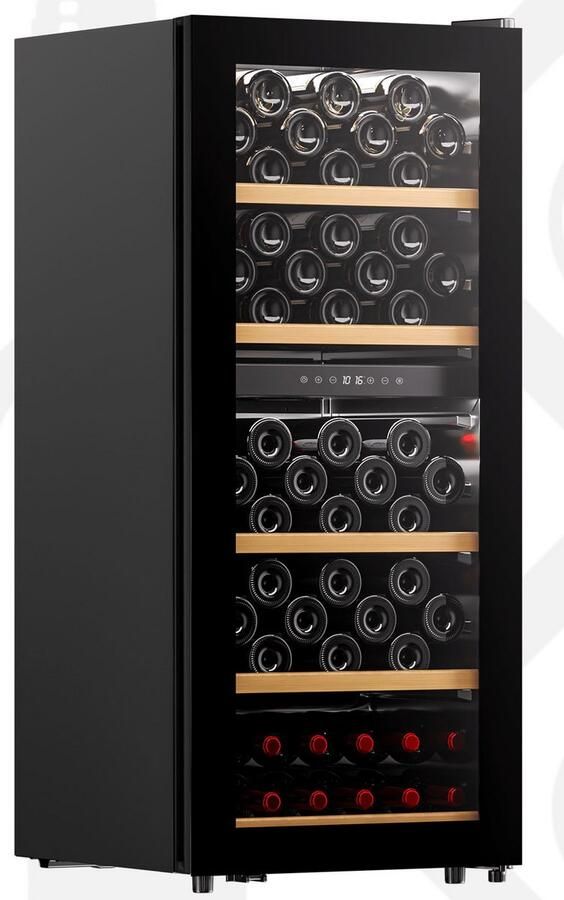 La Réserve RWC296FN1- Wijnkoelkast 96 flessen – 2 zones – Vrijstaand – LED display – Zwarte glazen deur – Stil (38 dB) Deur omkeerbaar