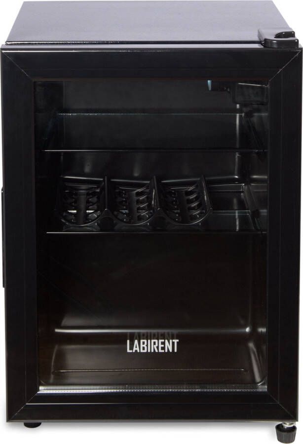 Labirent BL-55 Tafelmodel Koelkast Mini Vrijstaande Koelkast Glazen Deur 55 Liter Inhoud Zwart E grade